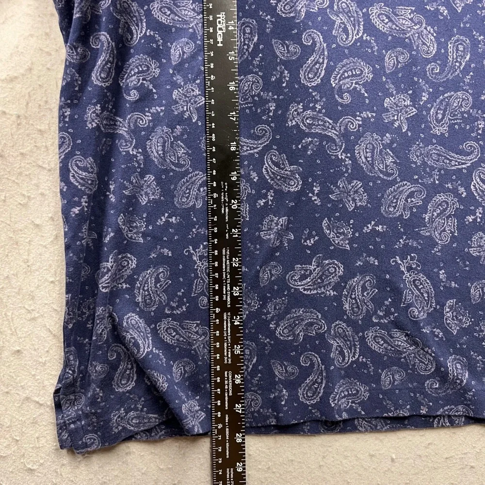 Polo Ralph Lauren Mens Large Classic Fit Paisley Print Cotton Polo Shirt Navy